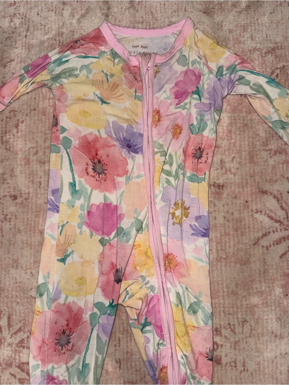 Little Sleepies Pink Floral Multicolor Zippered Pajamas